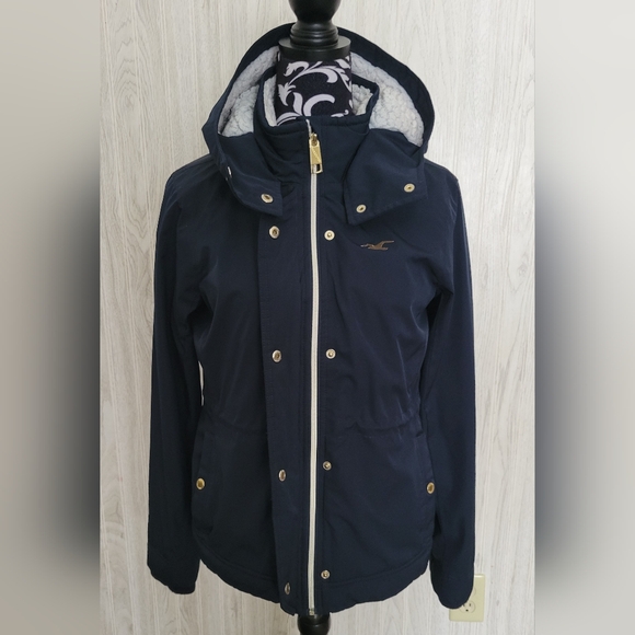 Women's Hollister Size S Sherpa Lined Navy Jacket All-Weather Collection - Picture 2 of 16